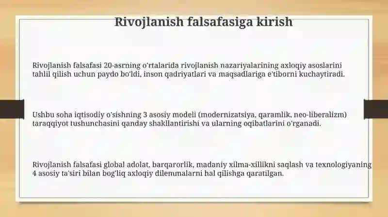Rivojlanish falsafasi 3