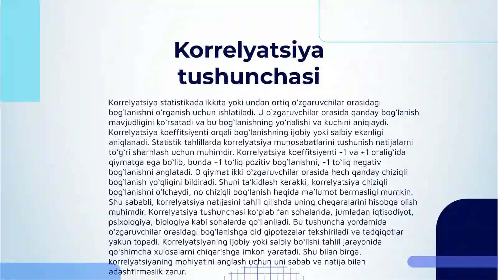EHTIMOLLIK VA STATISTIKA FANIDAN KORRELYATSIYA KOEFFITSIYENTI TADBIQLARI 3