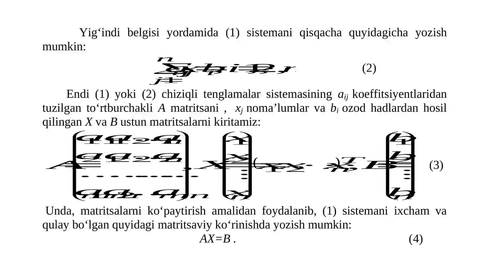 Chiziqli tenglamalar sistemasi va ularning yechimi 3