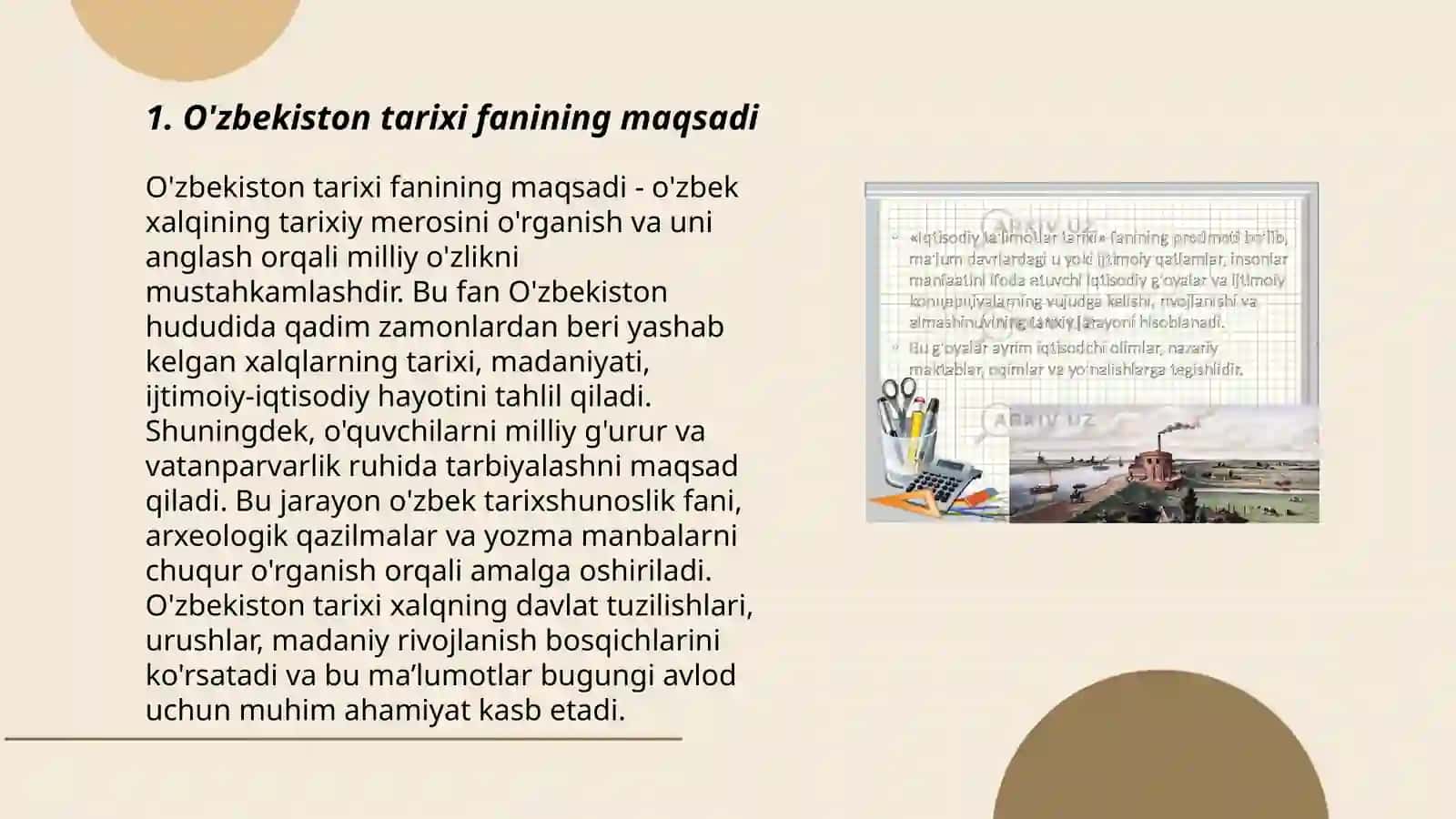 O'zbekiston tarixi fanining maqsadi 3