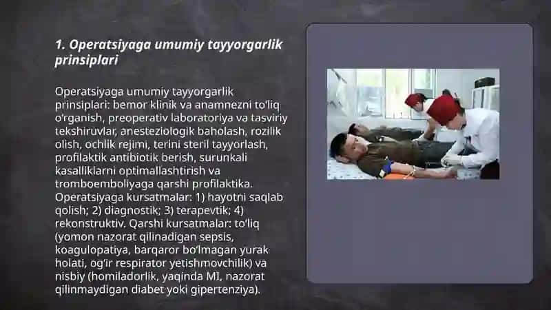 Bemorni xirurgik operatsiyaga tayyorlash 3