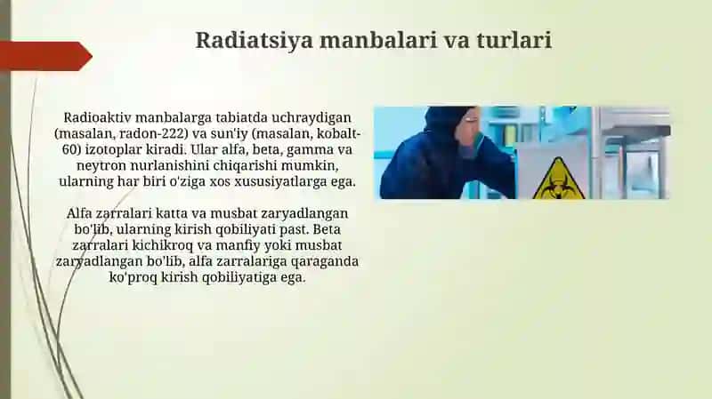 Radioaktiv moddalar bilan ishlaganda radiatsion xavfsizlik asoslari 3