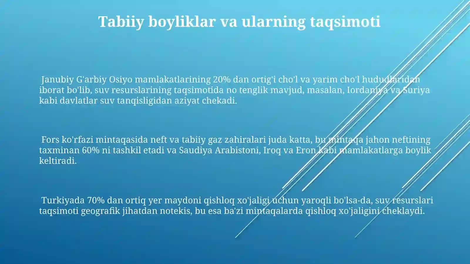 Janubiy Gʻarbiy Osiyo davlatlari ijtimoiy-iqtisodiy geografiyasi 3