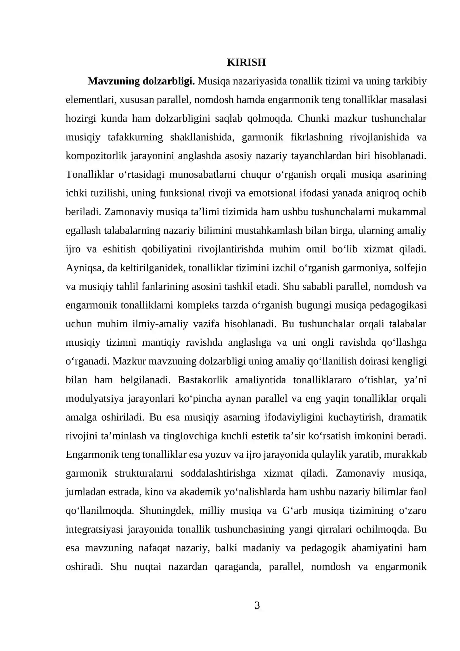 PARALLEL, NOMDOSH VA ENGARMONIK TENG TONALLIKLAR 3