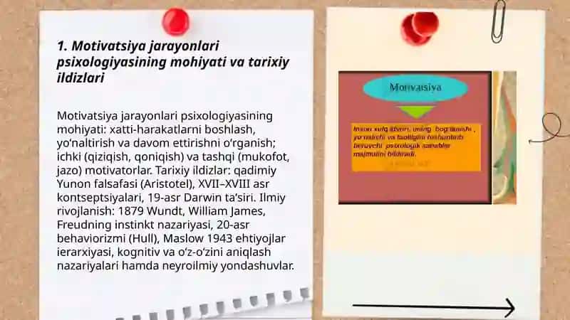 Motivatsiya jarayonlari psixologiyasi tarixi va hozirgi holati 3
