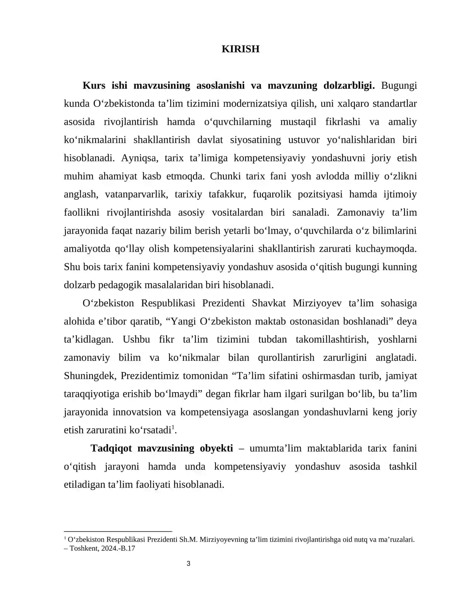 KURS ISHI MAVZU:Tarix ta’limiga kompetensiyaviy yondashuv 3