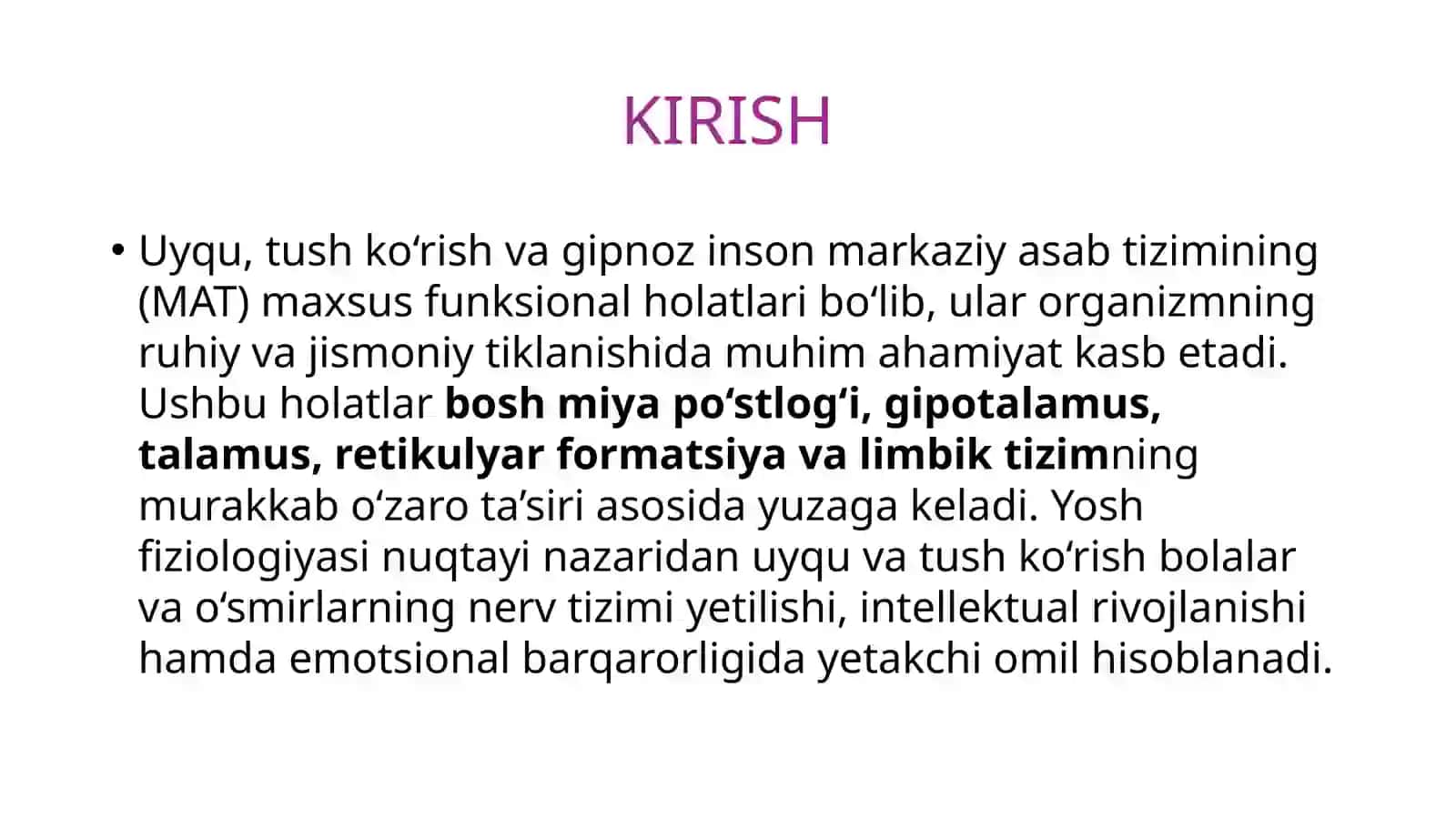 Uyqu, tushko‘rish va gipnozning fiziologik asoslari 3