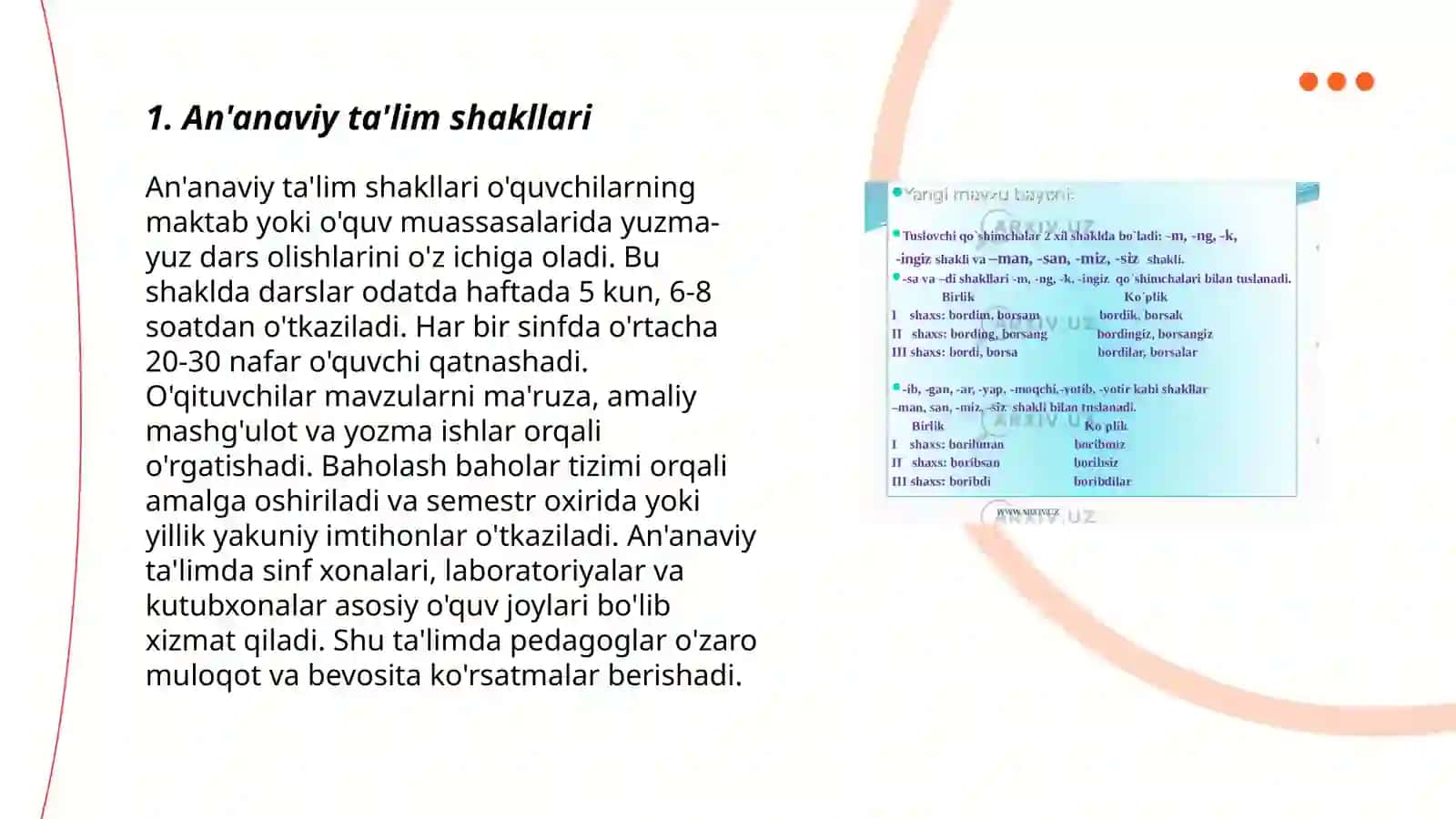 Taʼlimni tashkil etish shakllari va turlari 3