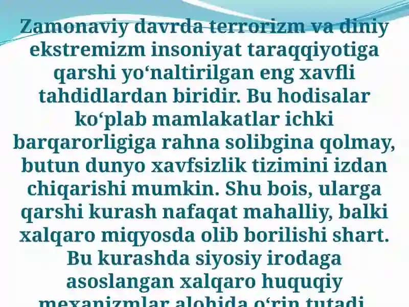Diniy ekstremizm va terrorizmga qarshi kurashning ma’naviy – ma’rifiya 3