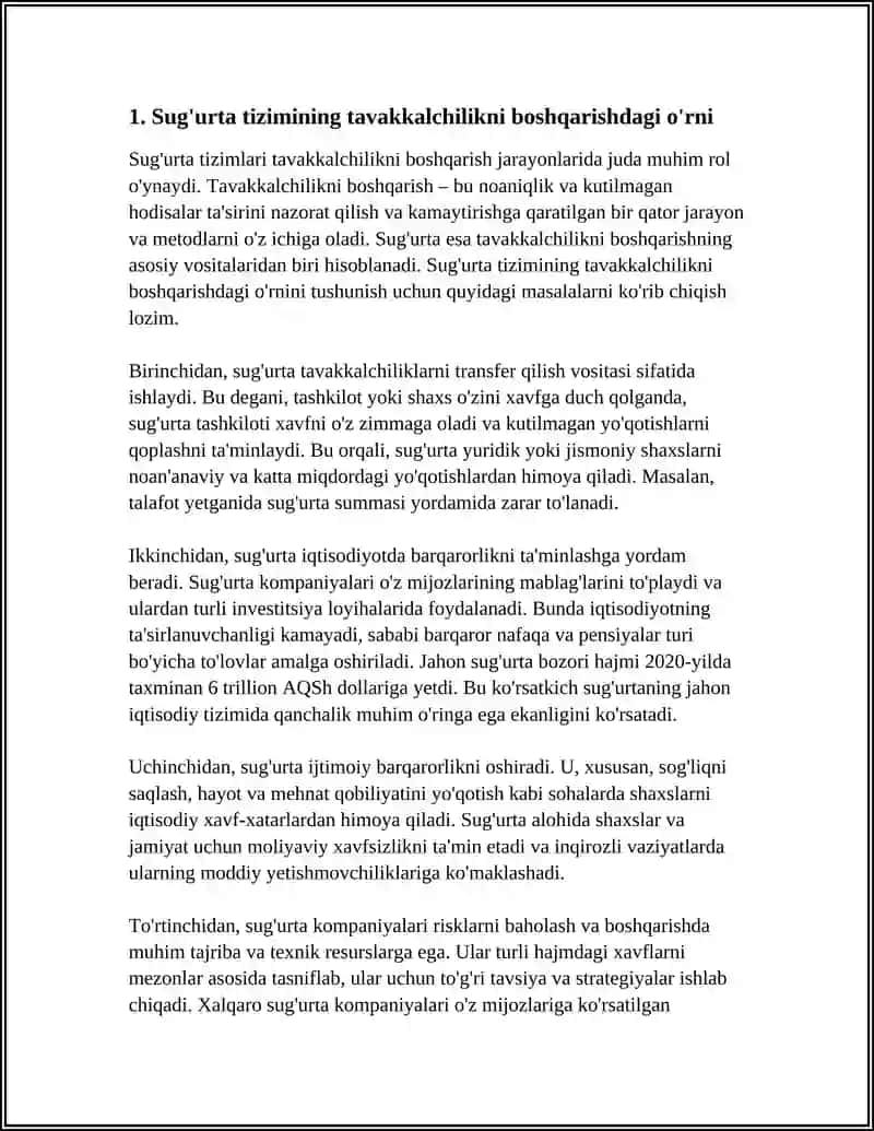Sug'urta tizimining tavakkalchilikni boshqarishdagi o'rni 3