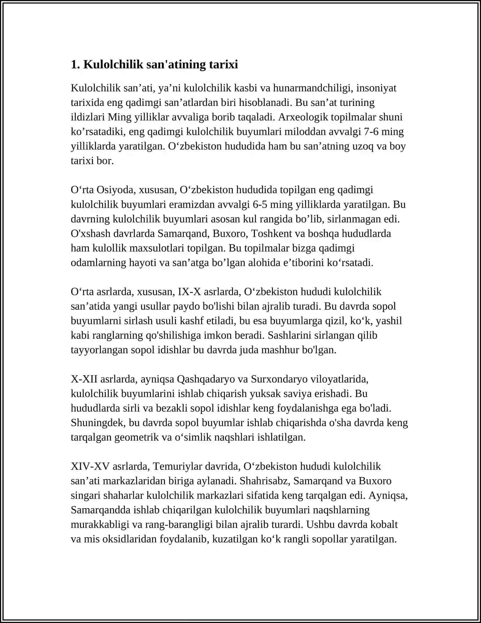 O'RTA ASRLARDA KULOLCHILIK SAN'ATI 3
