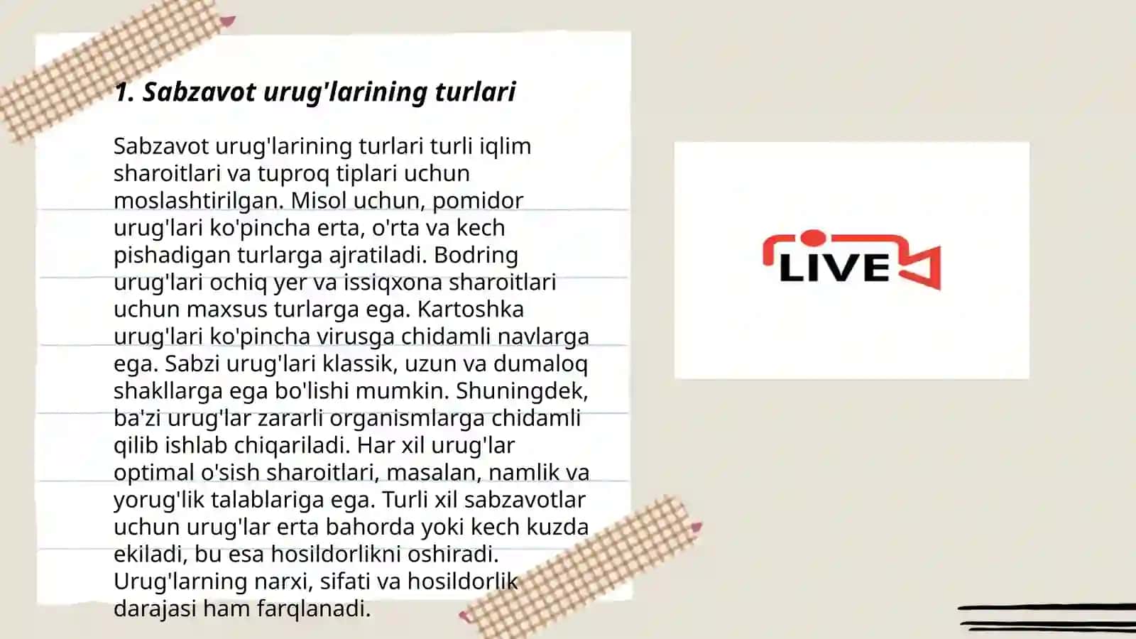 Kam Tarqalgan Sabzavot Ekinlarini Urug'i Bilan Tanishish 3