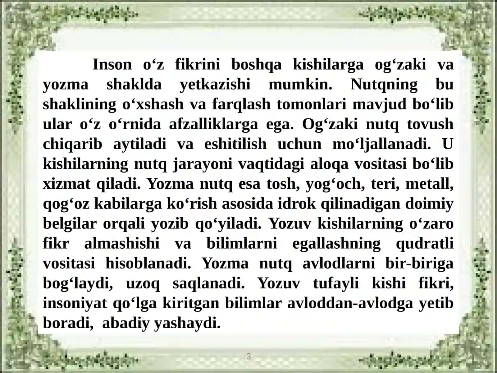 Husnixatga oʻrgatishning maqsad va vazifalari, ahamiyati 3