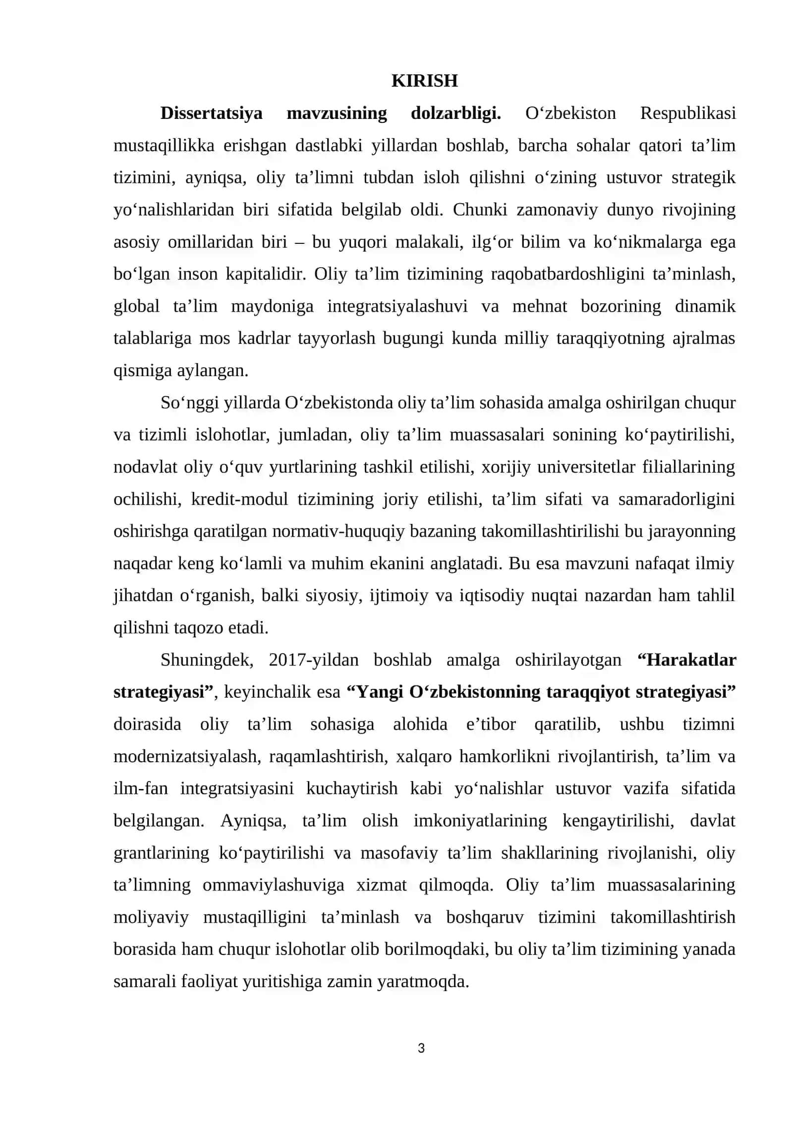 O‘ZBEKISTON RESPUBLIKASIDA OLIY TA’LIM TIZIMIDA AMALGA OSHIRILGAN ISLOHOTLAR (1991–2024) 3