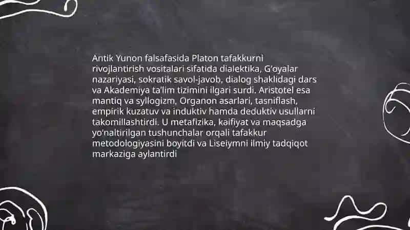 Antik Yunon falsafasi: Platon va Aristotelning tafakkur rivojlantirish vositalari 3