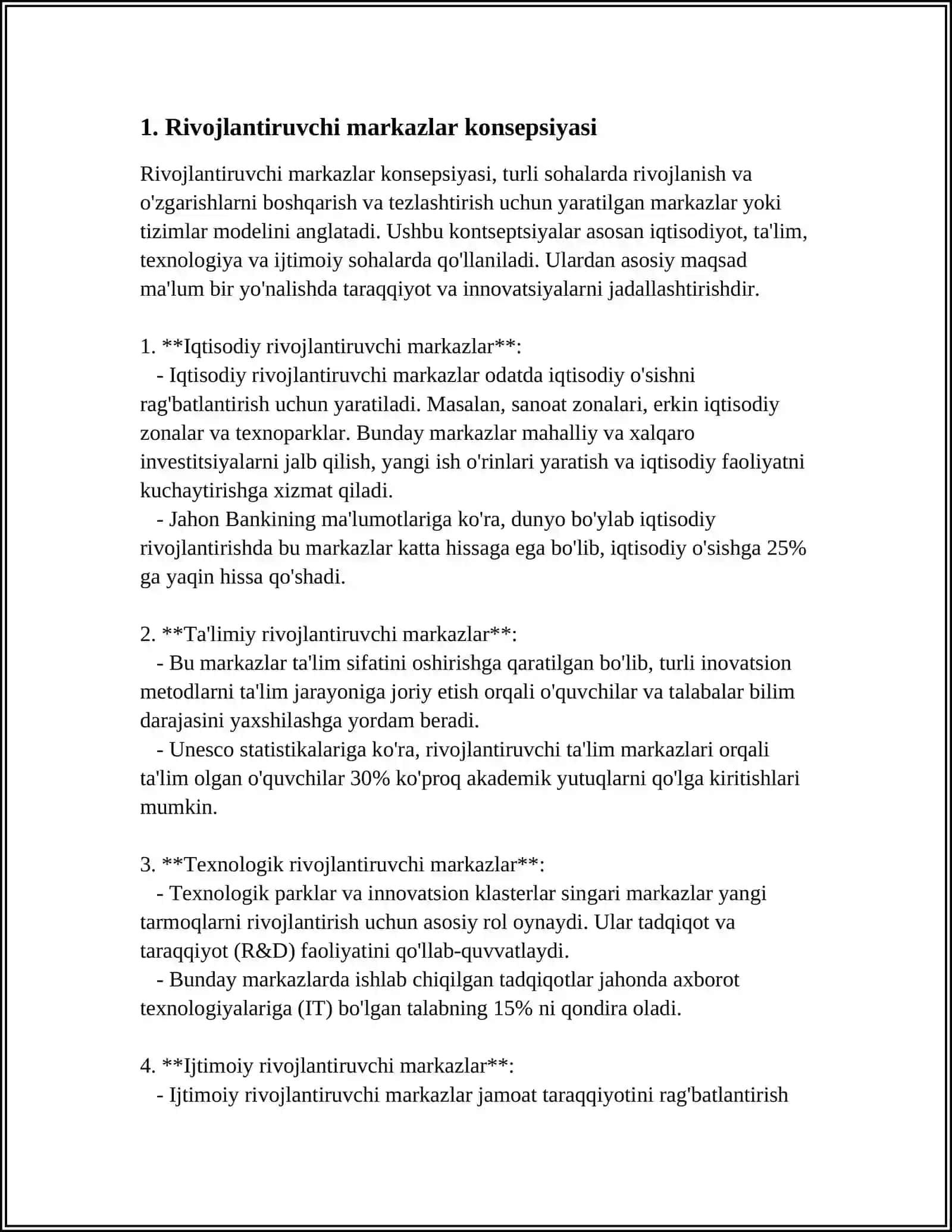 RIVOJLANTIRUVCHI MARKAZLARNI TASHKIL ETISH TEXNOLOGIYASI 3