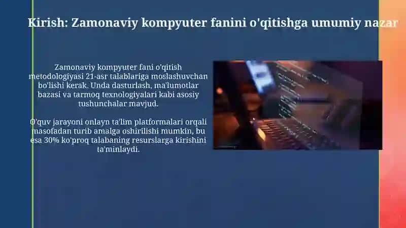 Zamonaviy kompyuterlar boʻlimini oʻqitish metodikasi 3