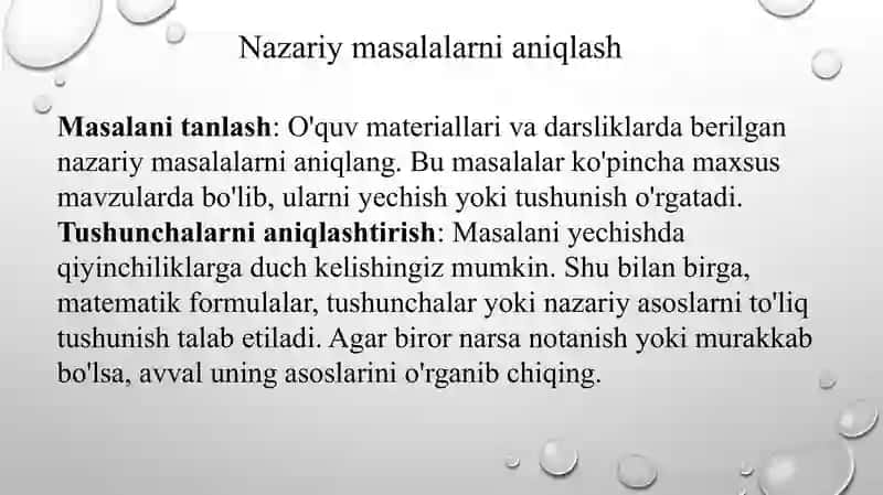 Universitet portali va tarqatma materiallar asosida muayyan nazariy masalalarni mustaqil 3