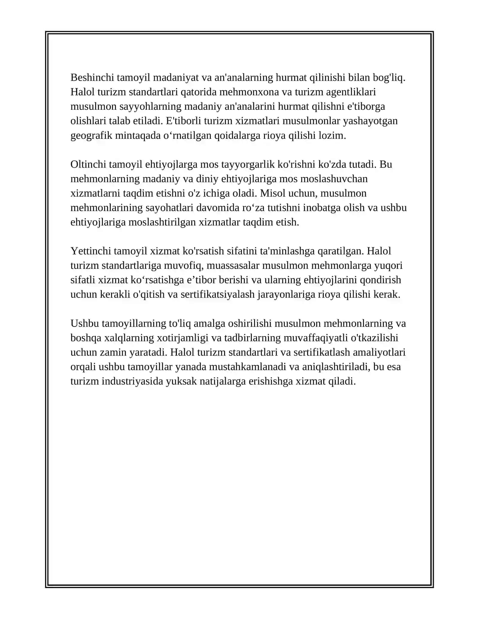 HALOL TURIZM STANDARTLARI VA SERTIFIKATLASHTIRISH AMALIYOTI 3