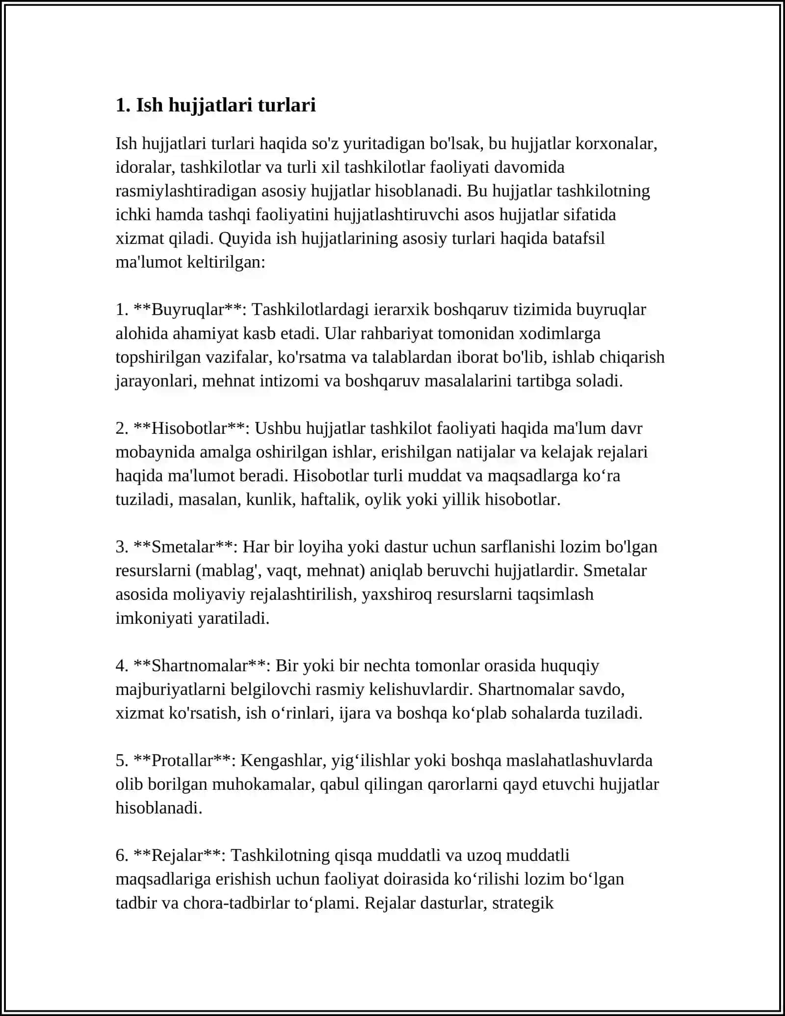 ISH HUJJATLARI VA ULARGA QO'YILADIGAN ASOSIY TALABLAR 3