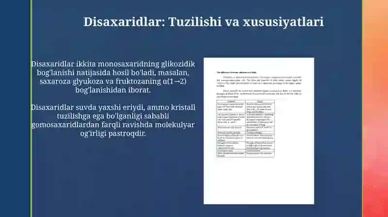Di-, Gomo- va polisaxaridlarning tuzilishi va xossalari 3