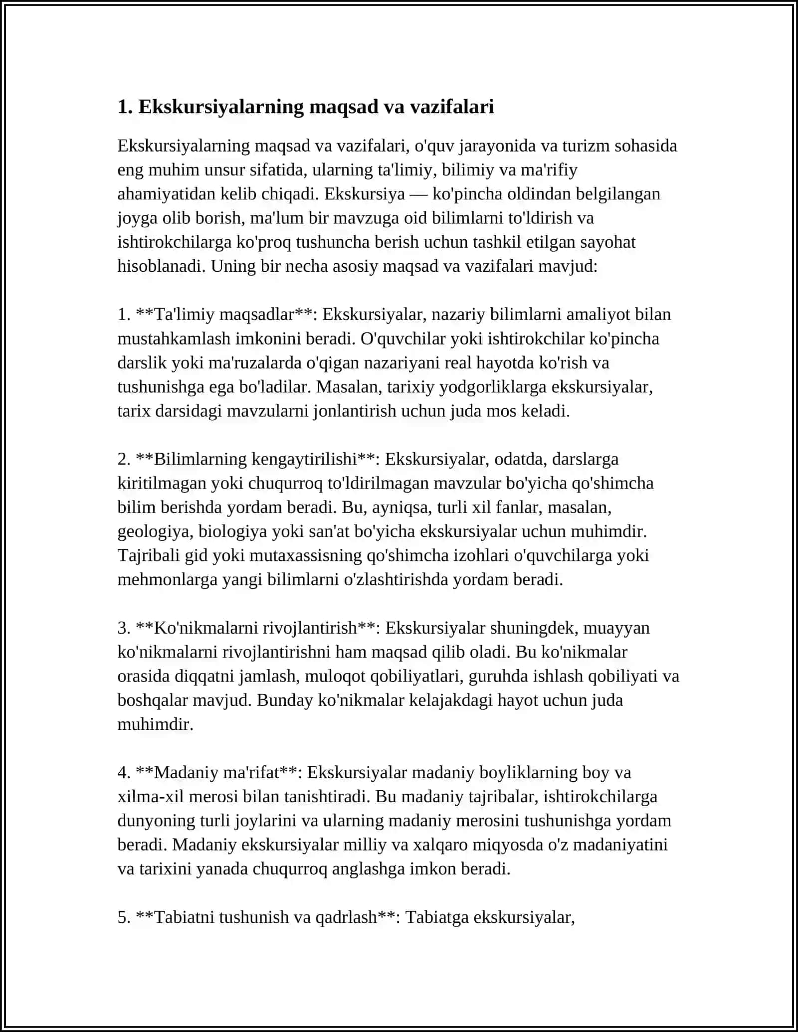Ekskursiyalarning maqsad va vazifalari 3
