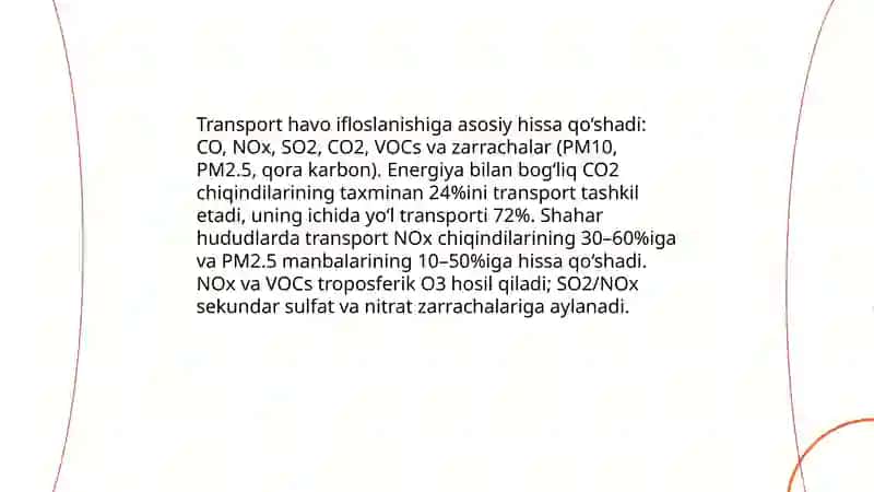 Muhit ifloslanishda transportning o'rni 3