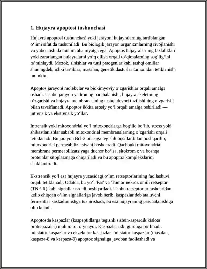 Hujayra Apoptozi va Ung Giŏlogik Ahamiyati 3