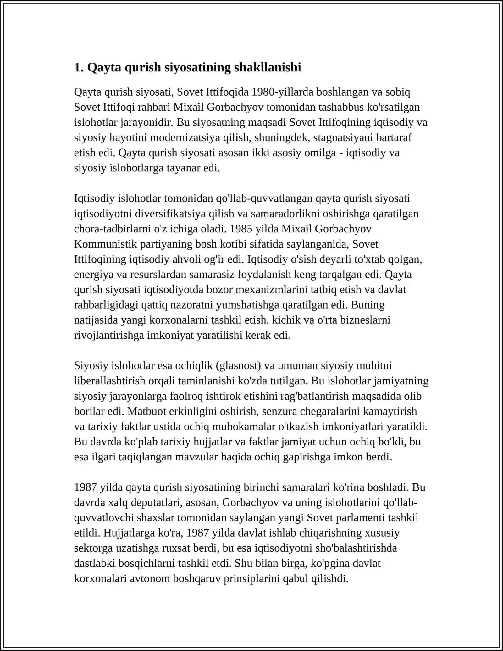 "QAYTA QURISH" YILLARIDA OʻZBEKISTONDAGI IJTIMOIY-IQTISODIY VAZIYAT 3