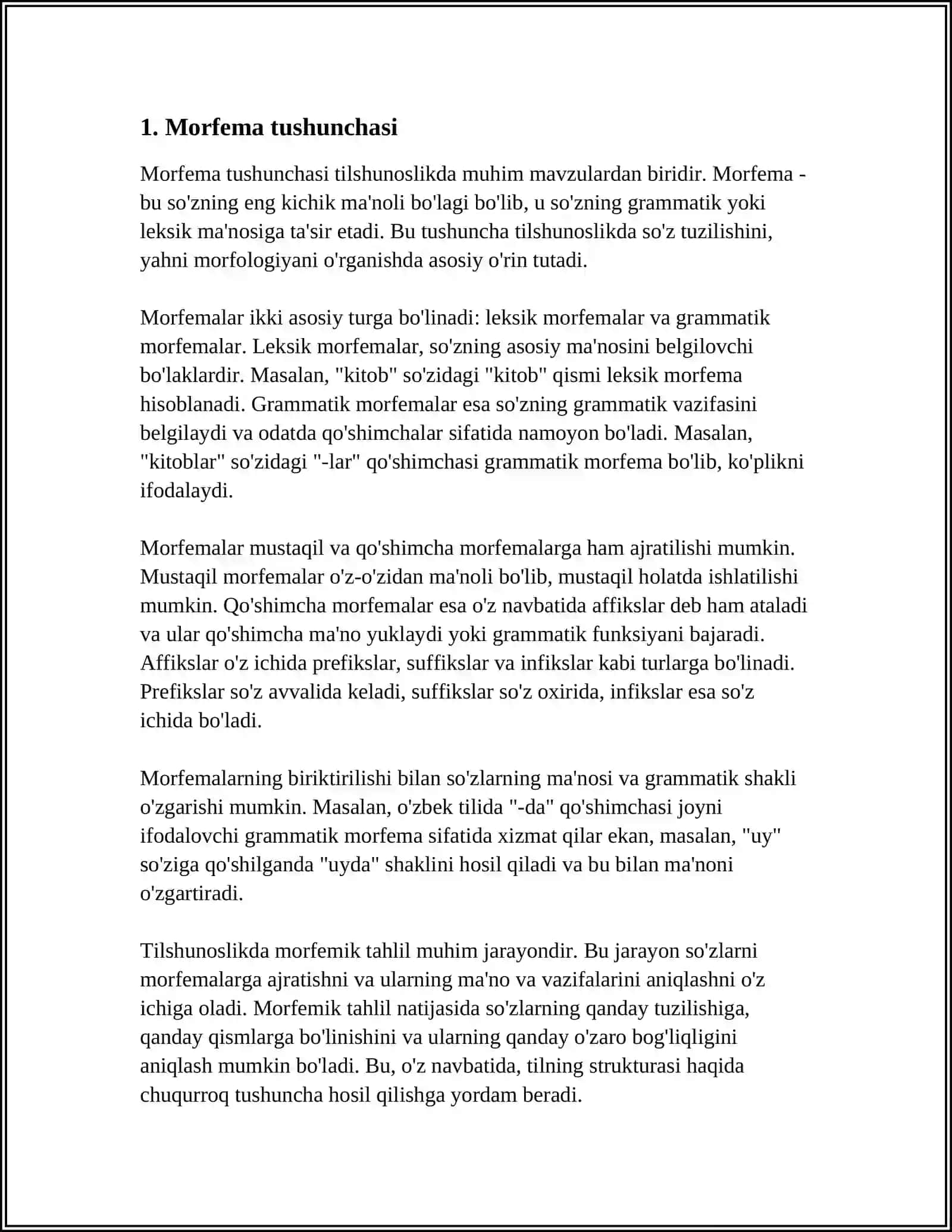Morfema va qoʻshimcha o'rtasidagi farqlar 3