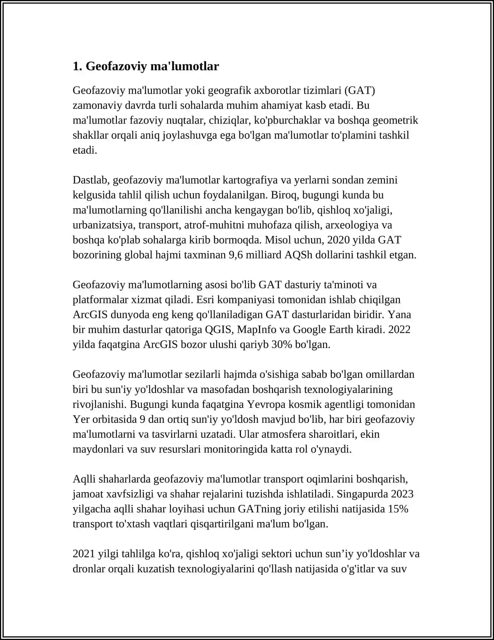 GEOGRAFIK AXBOROT TIMIMLARIDA GEOFAZOVIY MA'LUMOTLARNI TAHLIL QILISH TUSHUNCHASI 3