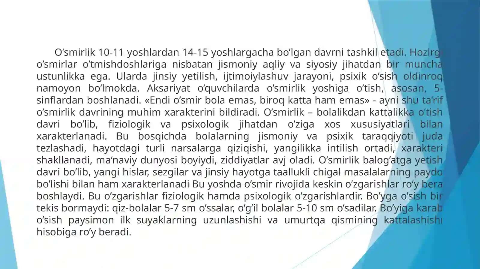 O’SMIRLIK DAVRI 3