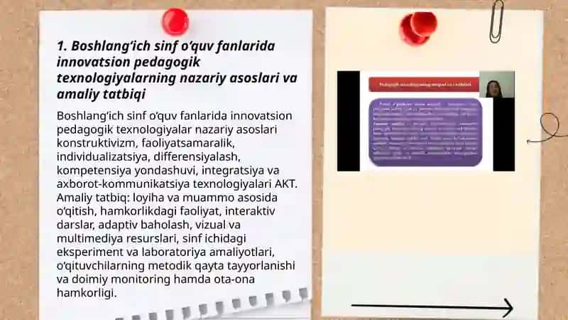 Boshlag‘ich sinf o‘quv fanlarida innavatsion pedagogik texnologiyalarning qo`llanishi 3