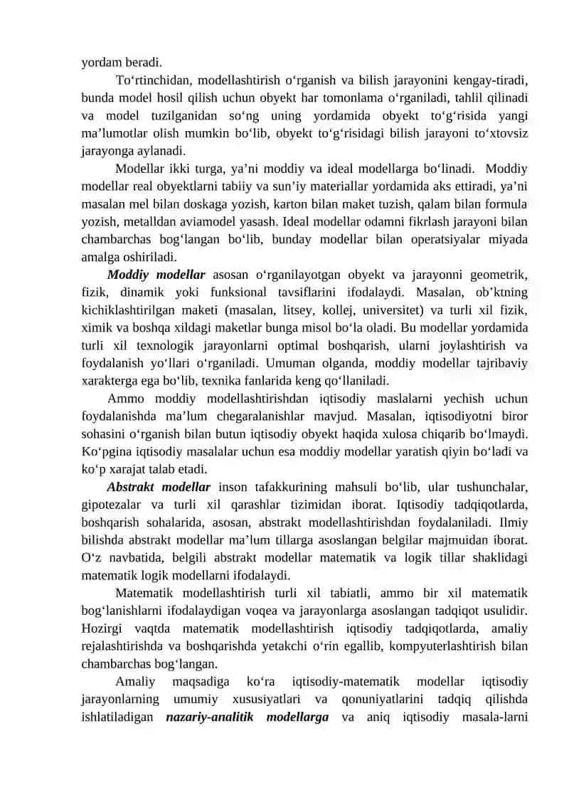 EKONOMETRIK MODELLARNI TUZISHING METODOLOGIK MASALALARI 3