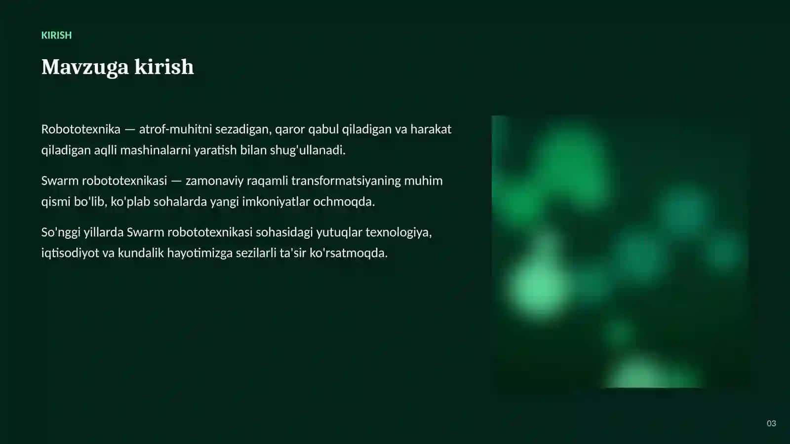 Swarm robototexnikasi 3