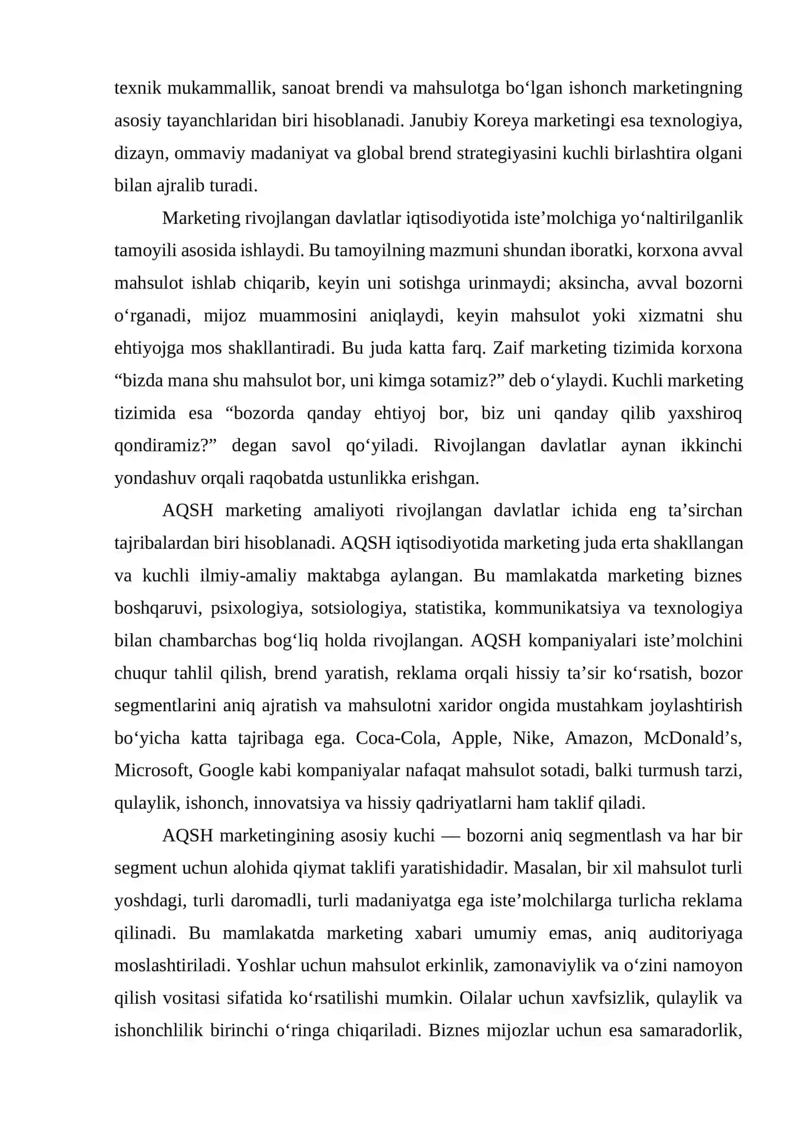 Rivojlangan davlatlar iqtisodiyotida marketingni qo‘llash amaliyoti tajribasi 3