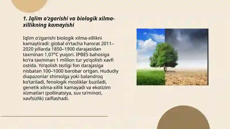 Ekologik muammolar Iqlim òzgarishining tabiatga ta’siri 3