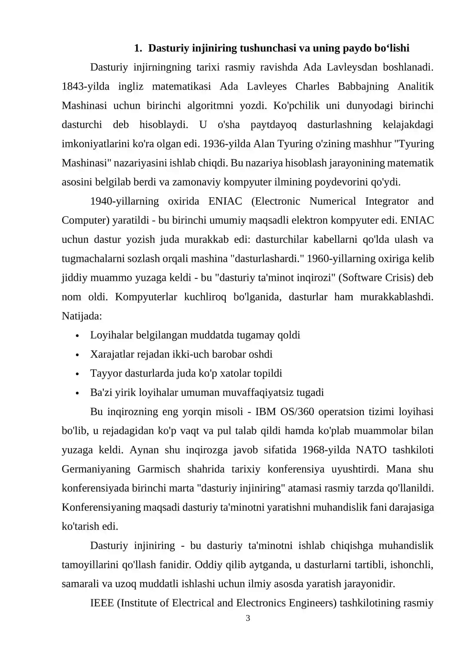 Dasturiy injiniring tarixi 3