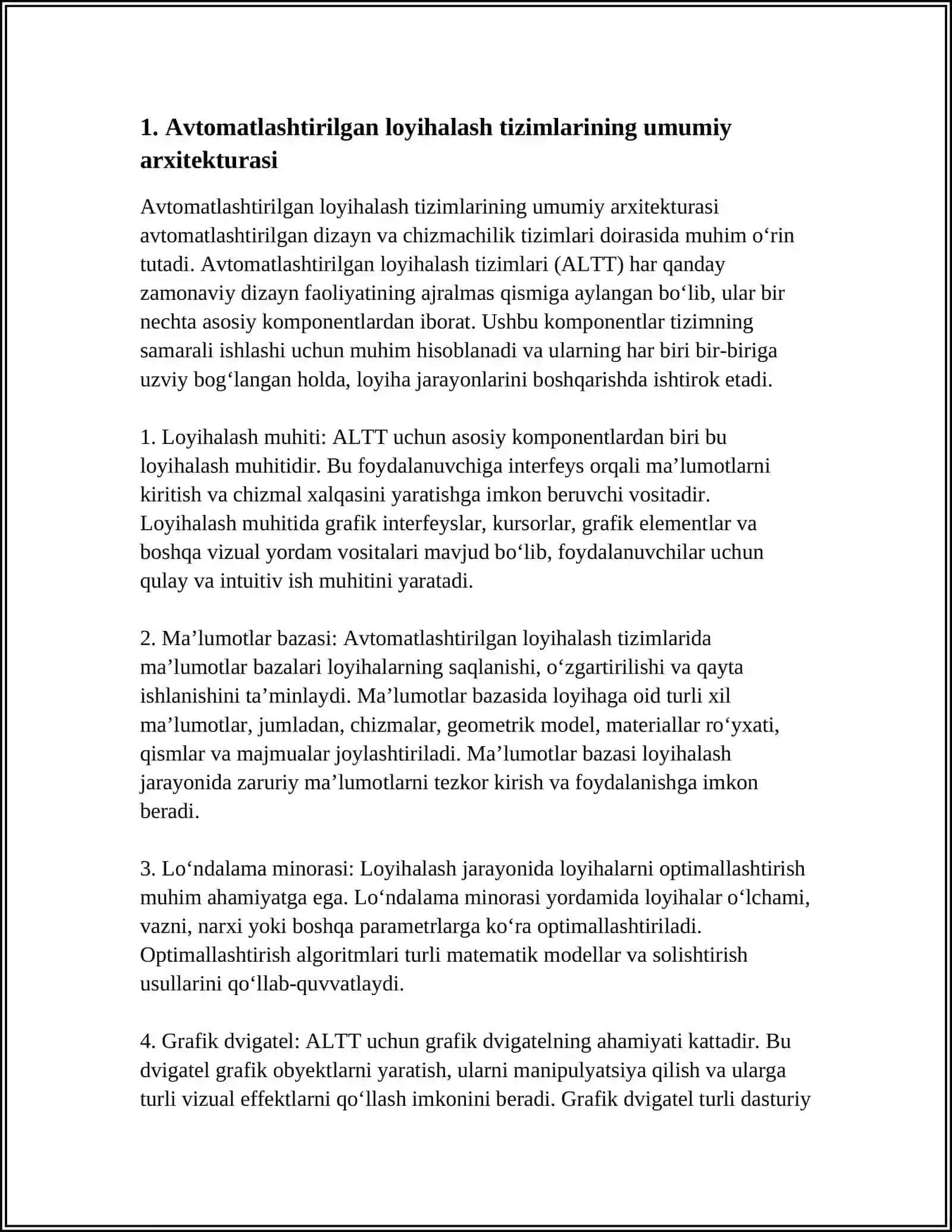 AVTOMATLASHTIRILGAN DIZAYN VA CHIZMACHILIK TIZIMLARI 3