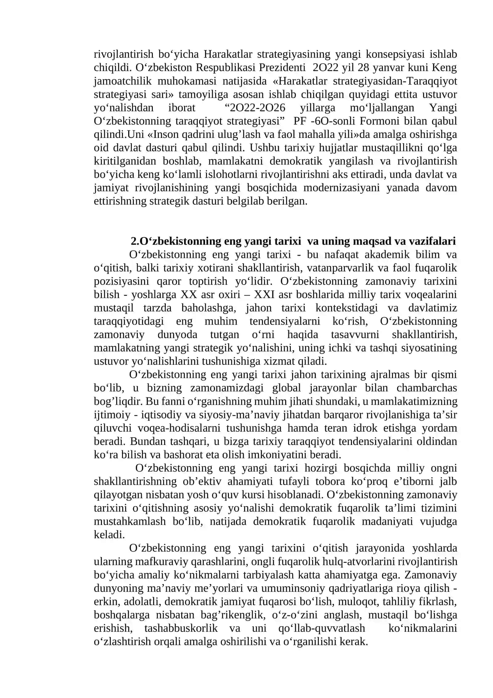 O‘zbekistonning Eng Yangi Tarixi Fanining Predmeti, Maqsadi va Vazifalari 3