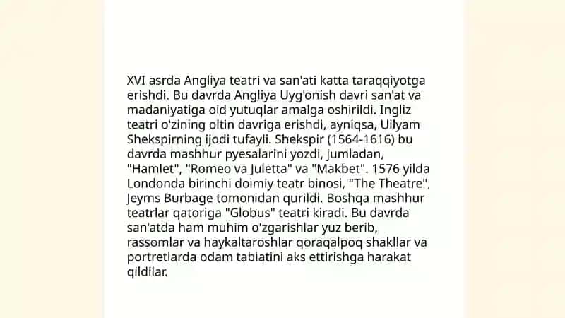 XVI asrda Angliya madaniyati 3