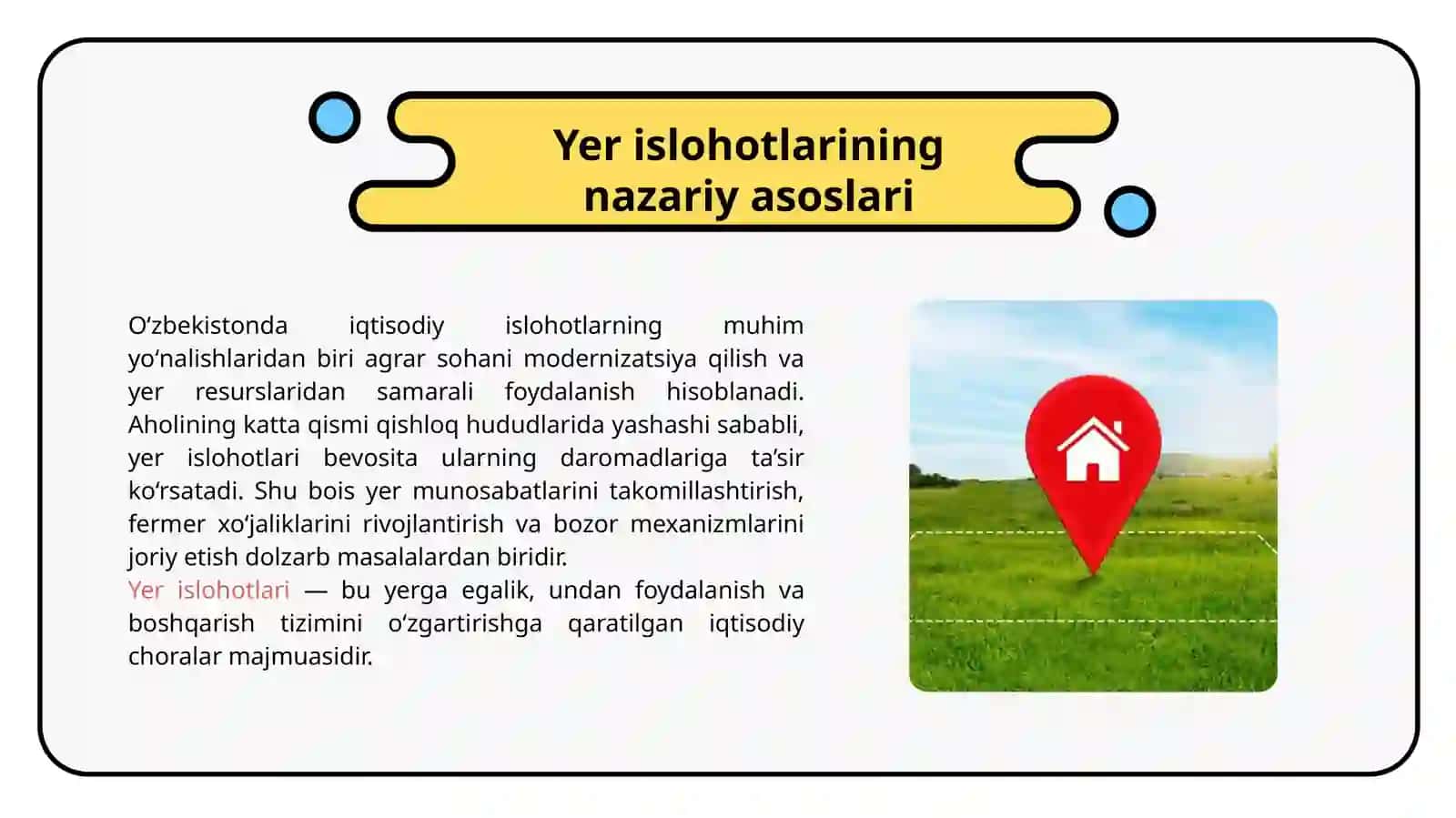 Oʻzbekistonda aholi daromadlarini oshirishda yer islohotlarini amalga oshirish yullari.Maqolalar tah 3