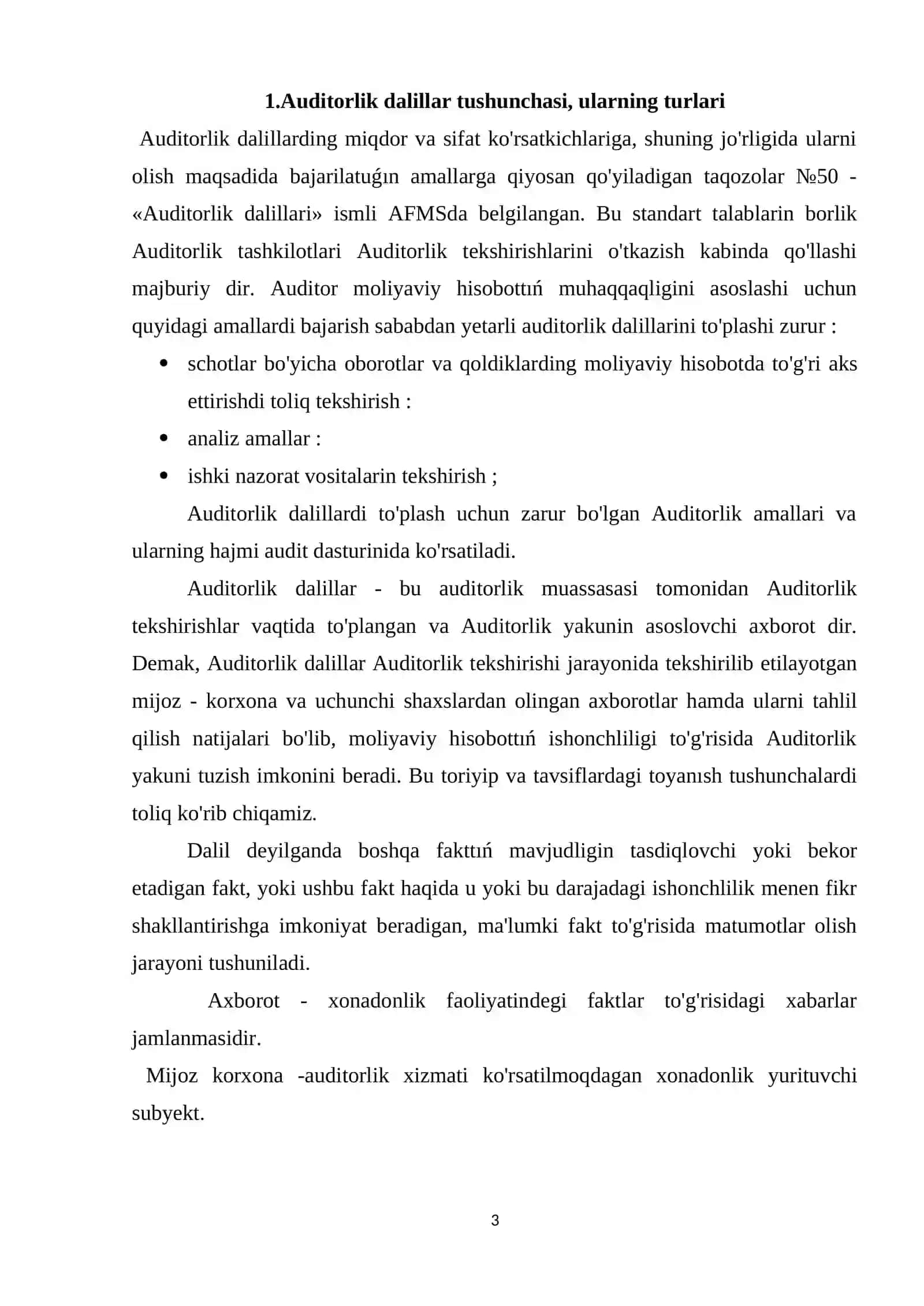 Auditorlik dalillar ham ularni olish usullari 3