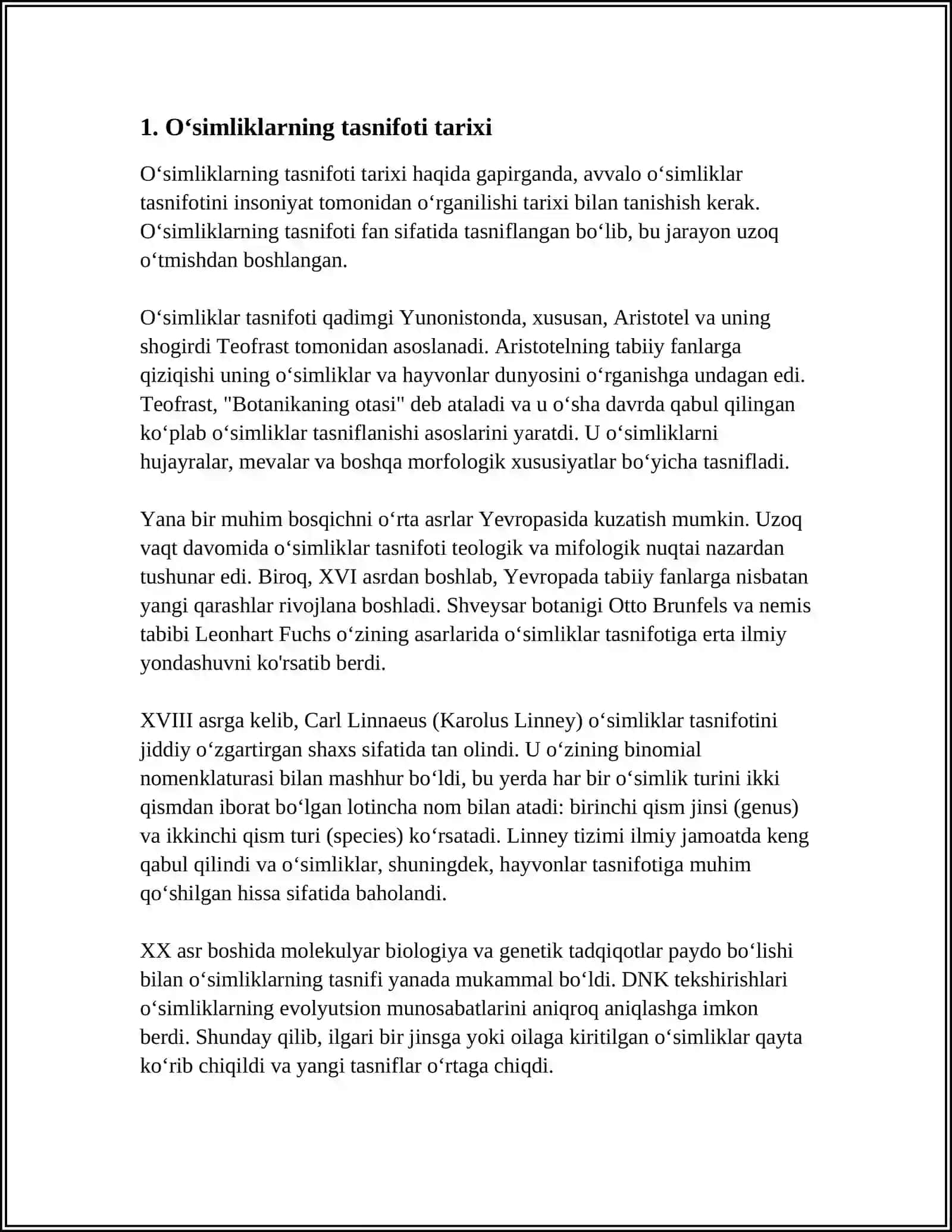 YUKSAK OʻSIMLIKLARNING TAKSONOMIK TARIXI 3
