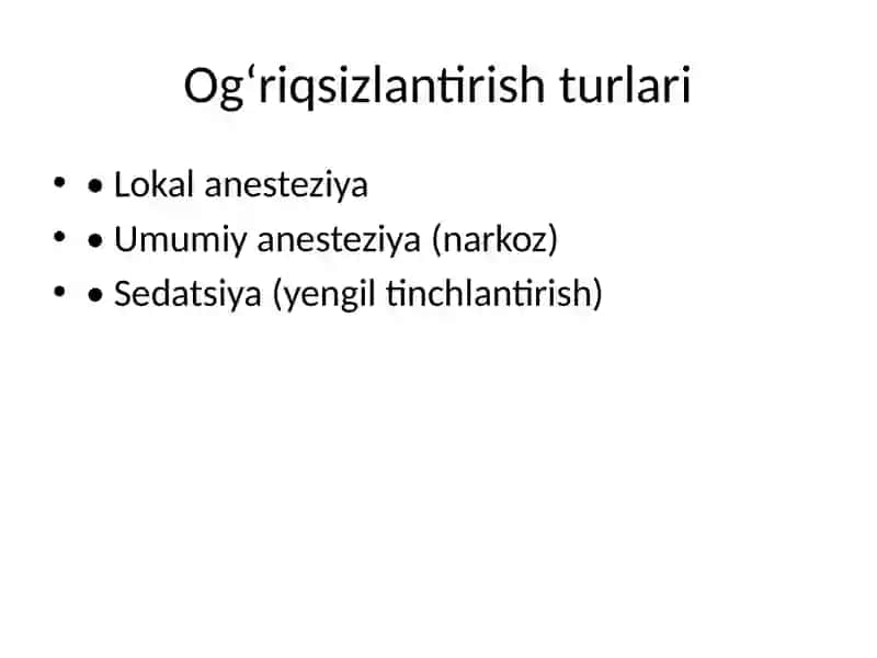 Stomatologiyada Og‘riqsizlantirish 3