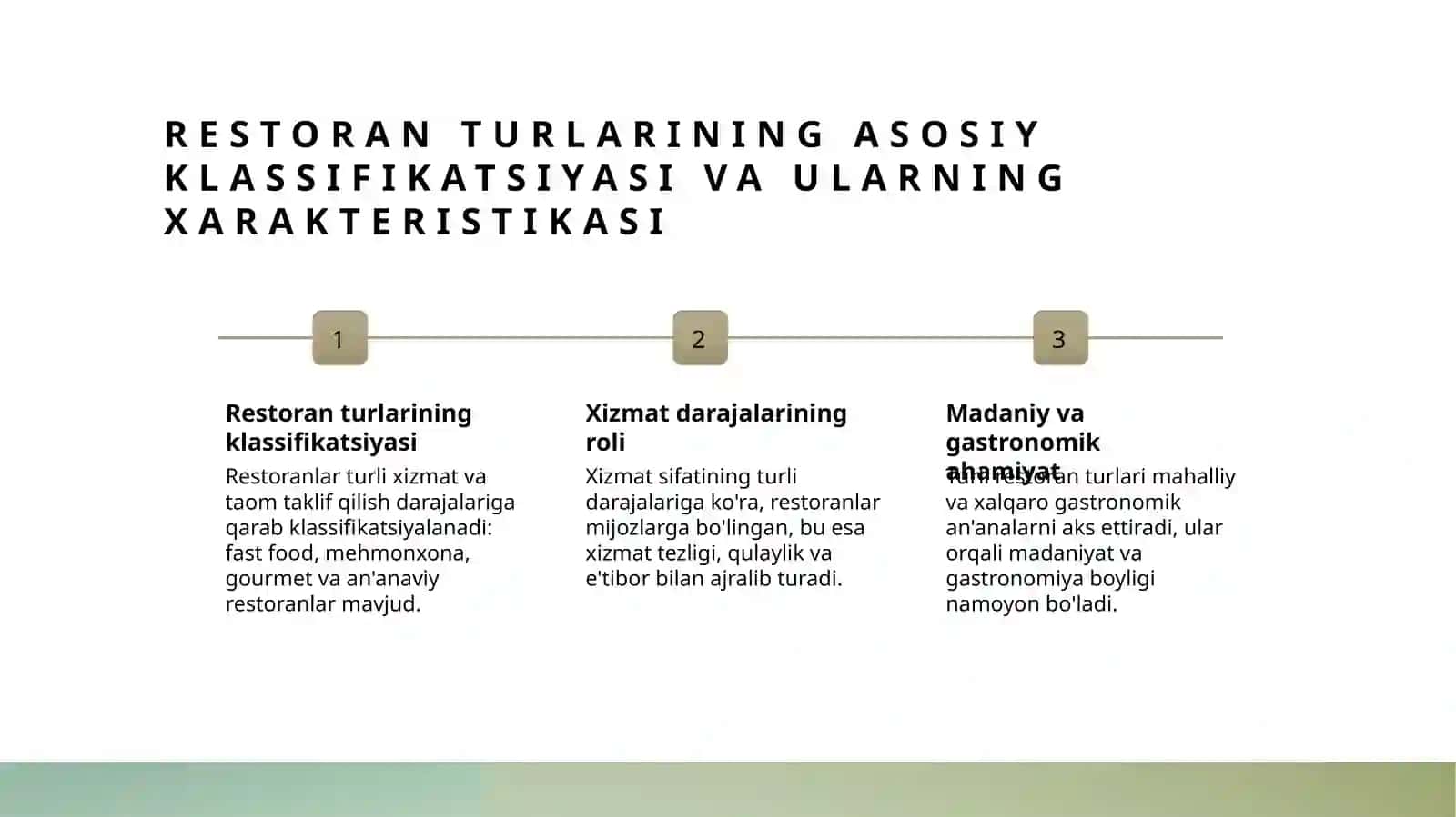 Restaranlarning turlari va xizmat ko'rsatish klasslari 3
