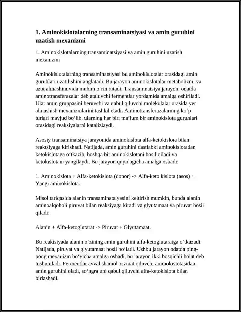 AZOTNI QAYTA ISHLASH: AMINOKISLOTALAR, NUKLEOTIDLAR 3
