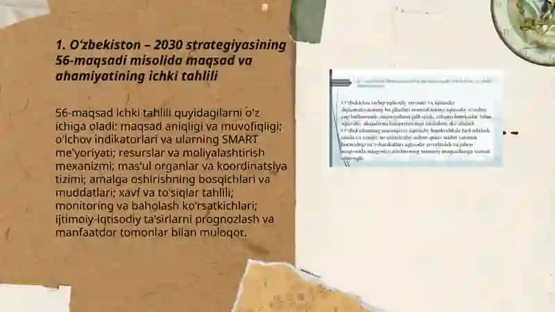 O‘zbekistonning ichki va tashqi tahlili (O‘zbekiston – 2030 strategiyasining 56-maqsadi misolida) 3