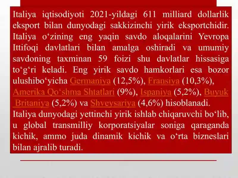 Italiya davlatining iqtisodiy o'sishi 3