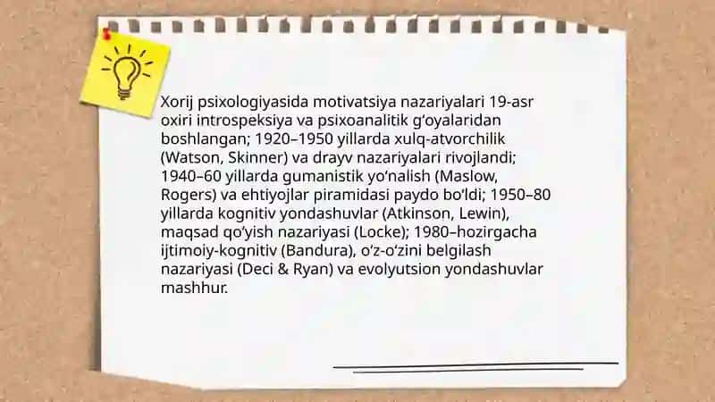 Xorij psixologiyasida motivva va motivatsiya muammosi 3